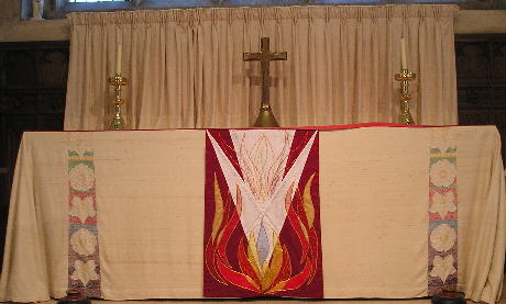 The red altar frontal